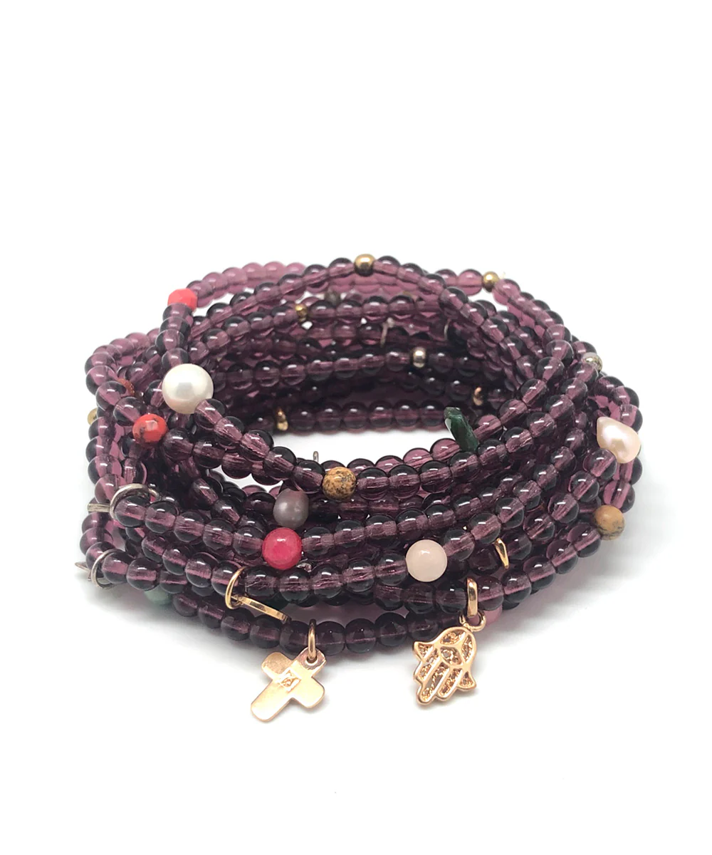 Bracelets améthystes et charms Lucky 13 - Lara Curcio Jewelry