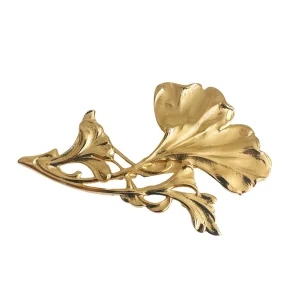 Broche Grand Gingko Dorée