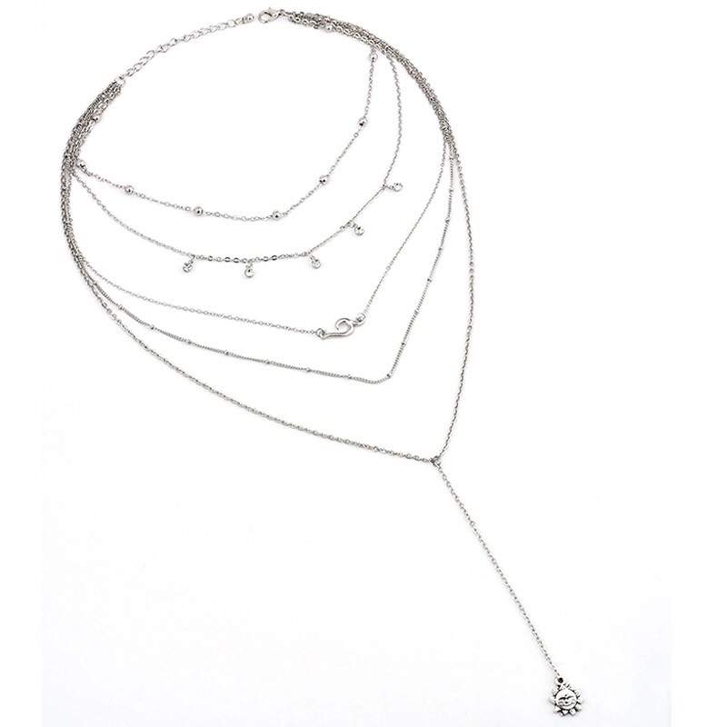 Collier femme multirang argent
