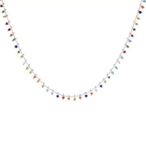 Collier multicolore argent