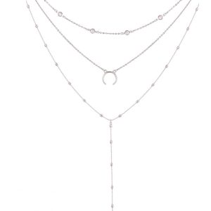 Collier fantaisie multirang argent femme