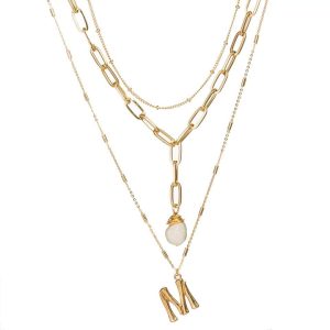 Collier multirangs initiale plaqué or