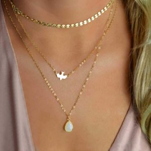 Collier fantaisie pierre plaqué or