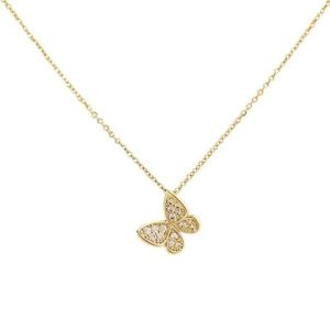 Collier papillon en argent plaqué or