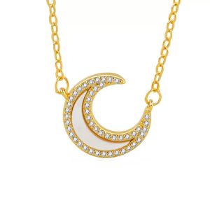 Collier pendentif lune plaqué or
