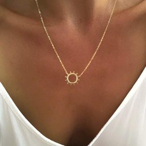 Collier soleil acier doré