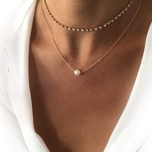 Collier tendance 2024- double chaine strass