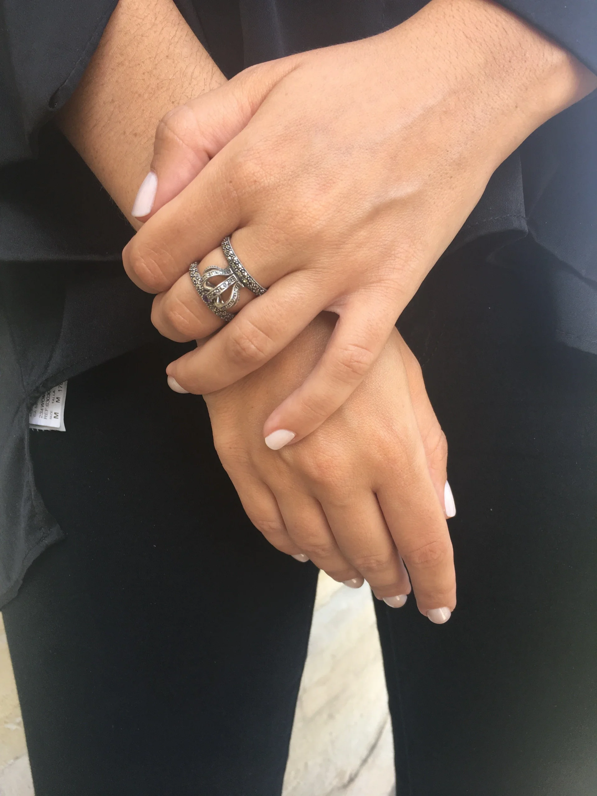 Double anneau couronne en argent et marcassites – Image 2