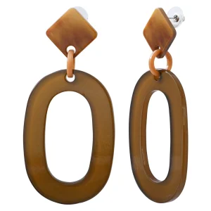 Boucles d'oreilles acier acétate marron