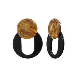 Boucles d'oreilles acier acétate miel noir