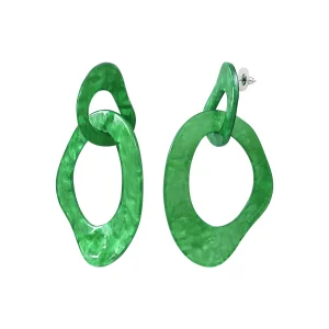Boucles d'oreilles acier acétate vert forêt