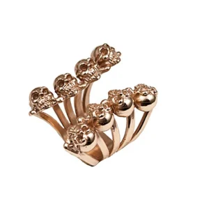 Bague 8 têtes de mort en bronze - Bernard Delettrez