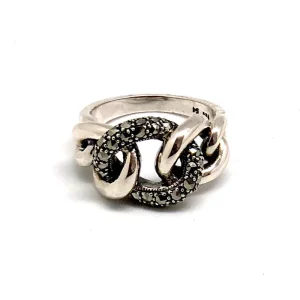 Bague Enchainée en argent et marcassite