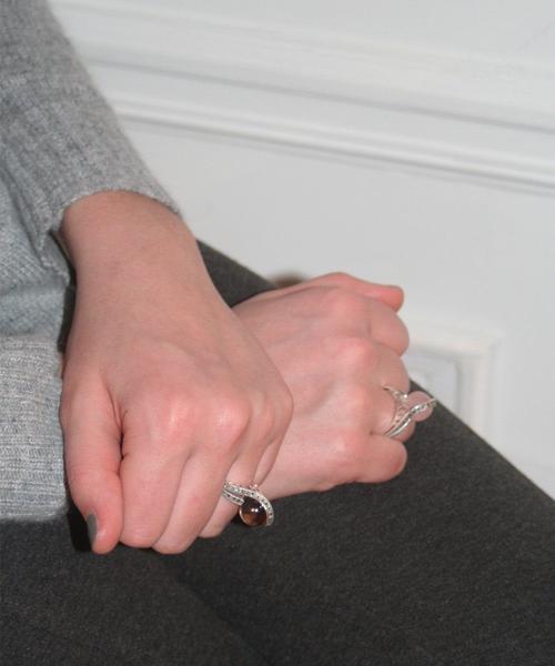 Bague boule art déco en quartz fumé, argent et marcassite – Image 3