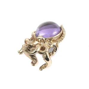 Bague Améthyste pieuvre en bronze - Bernard Delettrez
