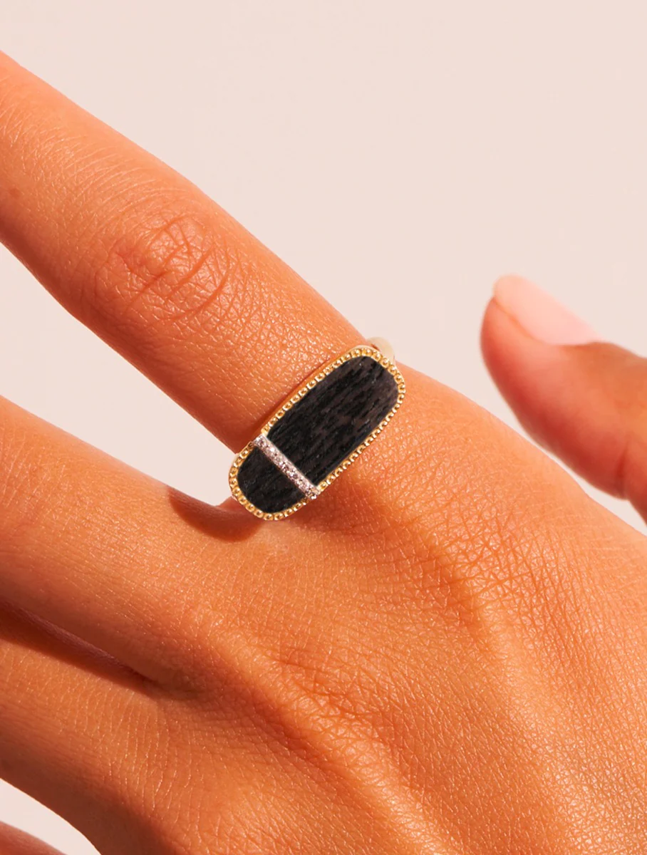 Bague Izy 3 - Onyx Texturé – Image 2