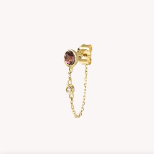 Boucle d’oreille tourmaline rose et diamant – Valentine