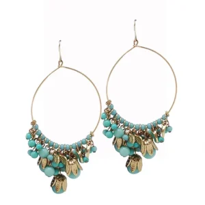 Boucles d'oreilles créoles Andalouse turquoises - Editions LESSisRARE Bijoux