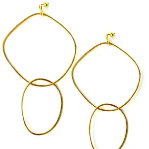 Boucles d'oreilles duo d'anneaux doré - "Au fil de l'eau" - Eloïse Fiorentino