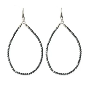 Longues Boucles d'oreilles créoles en hématites - Fonsi