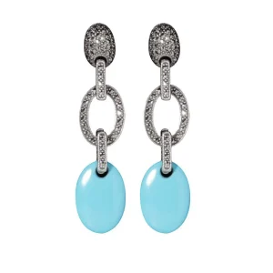 Boucles d'oreilles en turquoises et marcassites - Métron