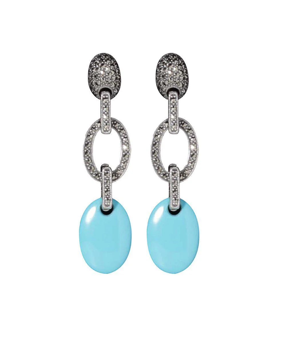 Boucles d'oreilles en turquoises et marcassites - Métron