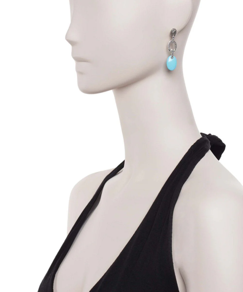 Boucles d'oreilles en turquoises et marcassites - Métron – Image 2