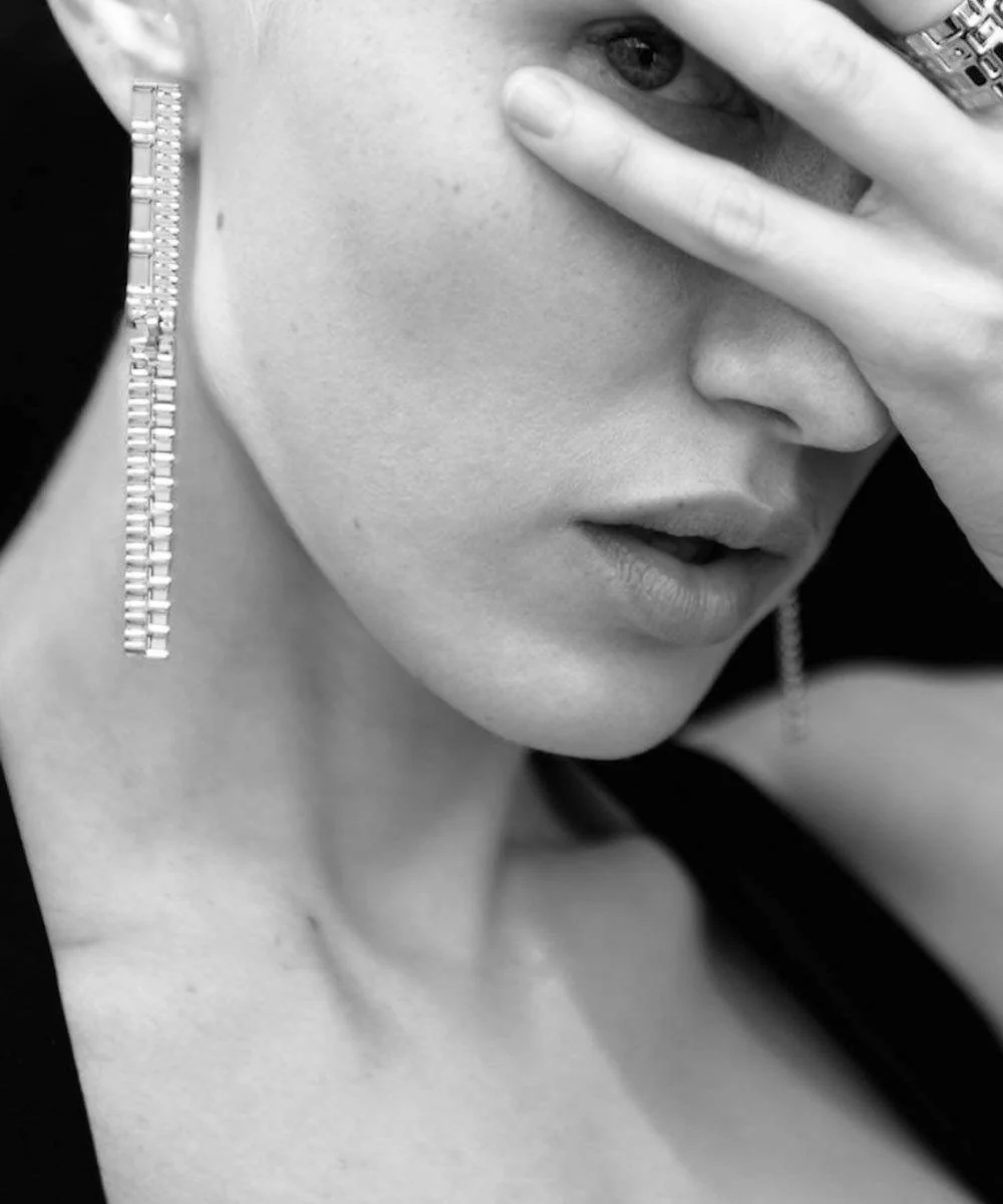Boucles d'oreille longues argent Gearing XL - Isabelle Michel – Image 3