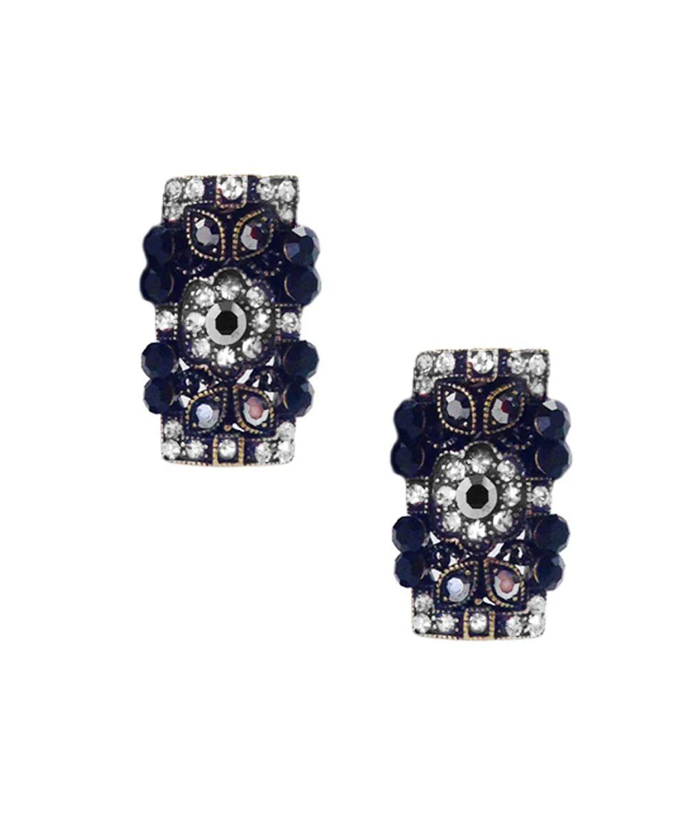 Boucles d'oreille clip rectangle noires - Editions LESSisRARE Bijoux