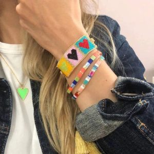 Bracelet coeurs perles miyuki multicolore