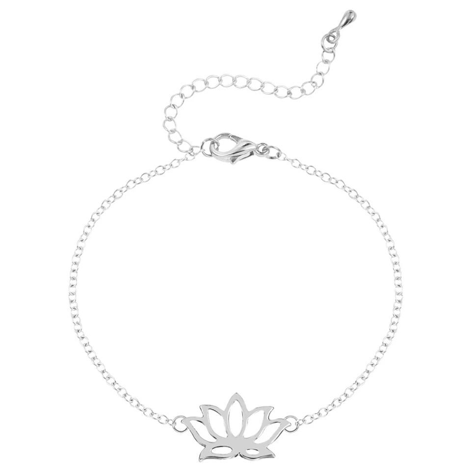 Bracelet fleur lotus argent