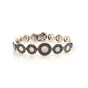 Bracelet art déco nacre argent et marcassites