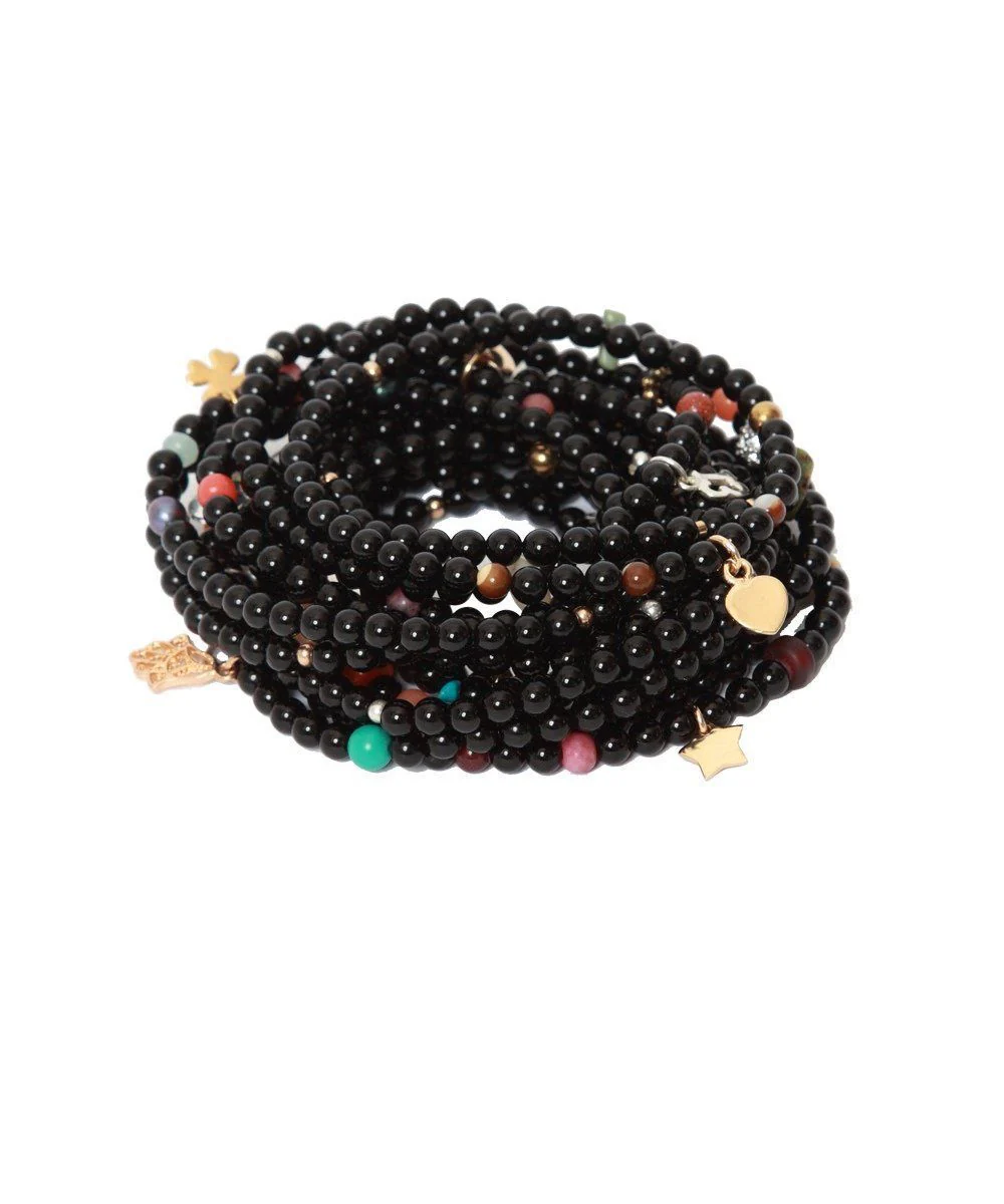 Bracelets onyx et charms Lucky 13 - Lara Curcio Jewelry