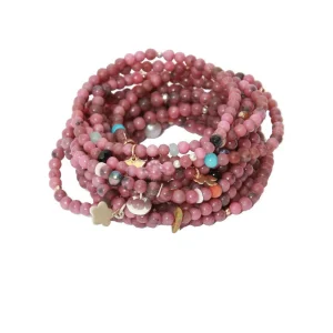 Bracelets rhodonite et charms Lucky 13 - Lara Curcio Jewelry