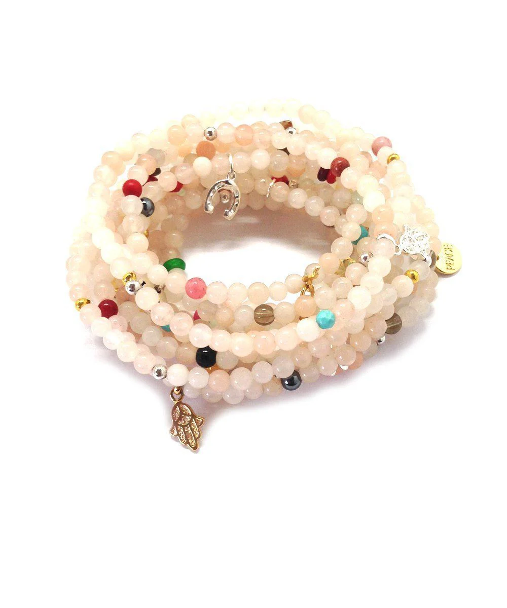 Bracelets agates blanches et charms Lucky 13 - Lara Curcio Jewelry
