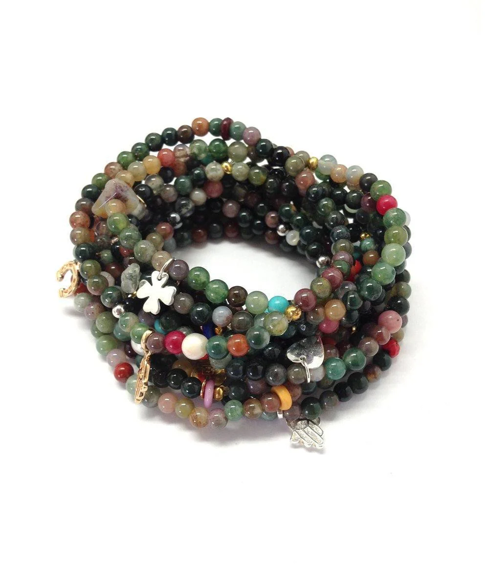 Bracelets agates indiennes charms Lucky 13 - Lara Curcio Jewelry