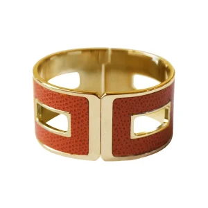 Bracelet cuir et métal vendome doré - Bhome
