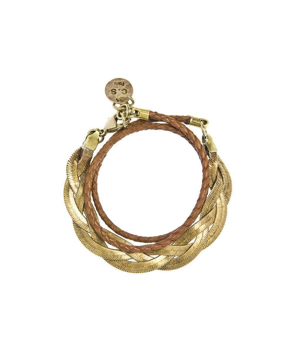 Bracelet Torsade Triple en laiton doré - Coralie de Seynes