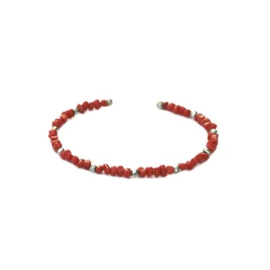 Bracelet jonc en corail et argent - Editions Lessisrare Bijoux