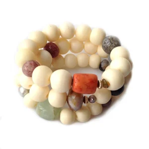Trio bracelet os, corail, perles fines, onyx et agate - Lara Curcio Jewelry