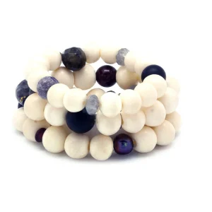 Trio bracelet os, perles fines, onyx et agate - Lara Curcio Jewelry