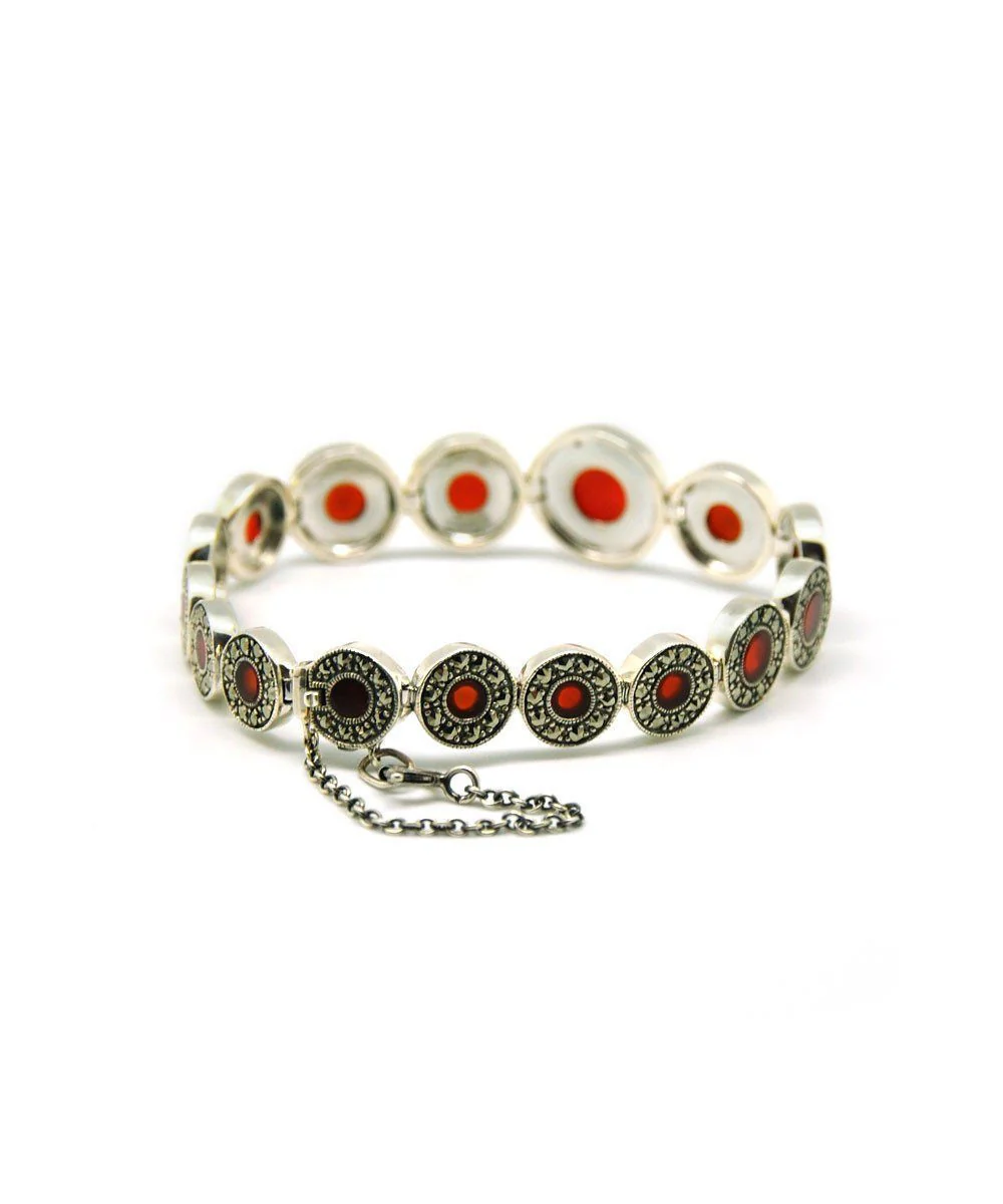 Bracelet art deco en cornalines et marcassites - Métron – Image 3