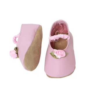 Chaussons bébé cuir rose et fleur - Star