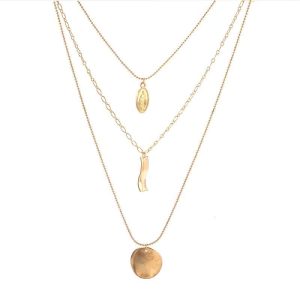 collier 3 rangs médaille plaqué or