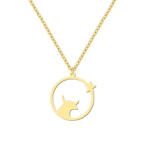 Collier chat en acier doré