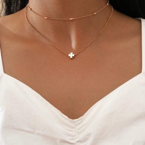 collier double rang trèfle