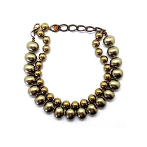 Collier de perles Ras de cou style Jackie kaki - FlotB