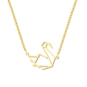 Collier pendentif origami acier doré