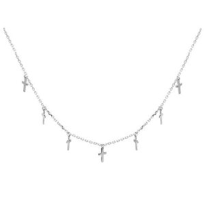 Collier ras de cou croix en argent