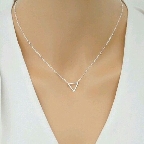 collier femme triangle argent